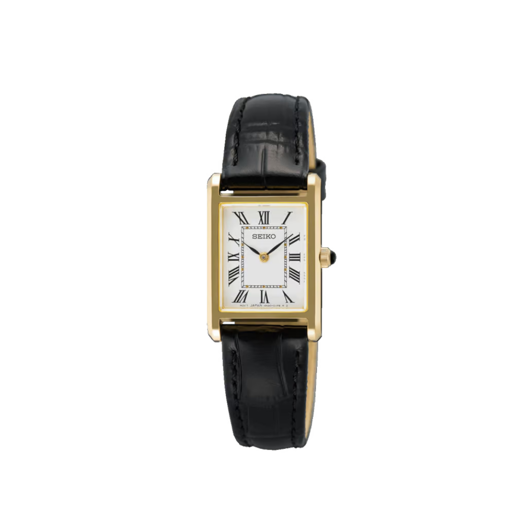 Seiko Ladies’ Quartz Watch in Gold Tone with Leather Strap SWR108P1
