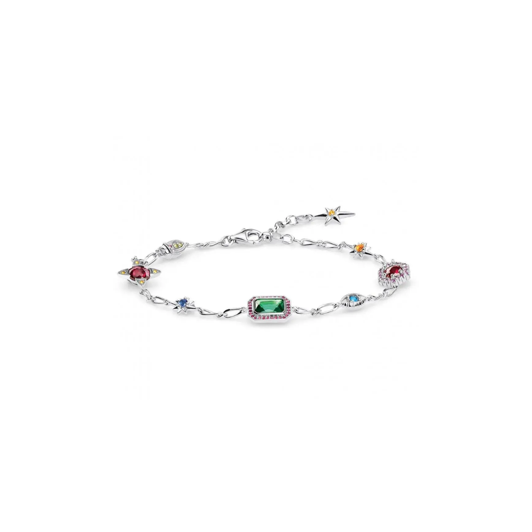 Thomas Sabo Sterling Silver Multicoloured Crystal Shapes Bracelet A1914-348-7