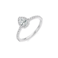 Platinum Pear Cut Halo Diamond Ring with Diamond Shoulders