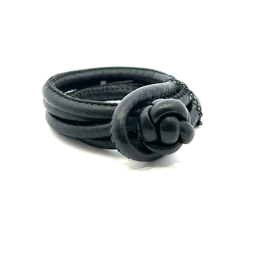 Black 38cm Leather Cord Double Wrap Bracelet