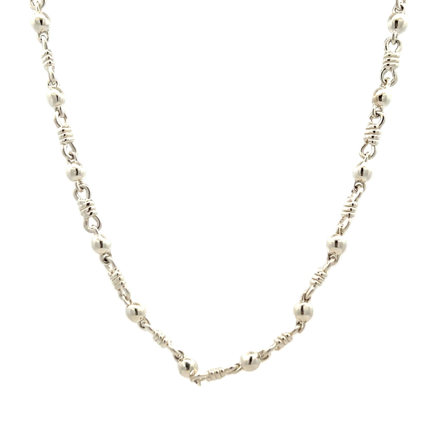 Sterling Silver Double Wrap Solid Link Necklace 18"