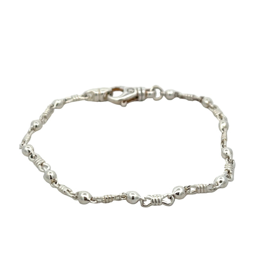 Sterling Silver Solid Double Wrap Link Bracelet 7.6"
