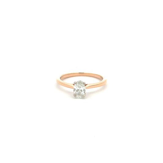 18ct Rose Gold 0.50ct Oval Diamond Ring Size M