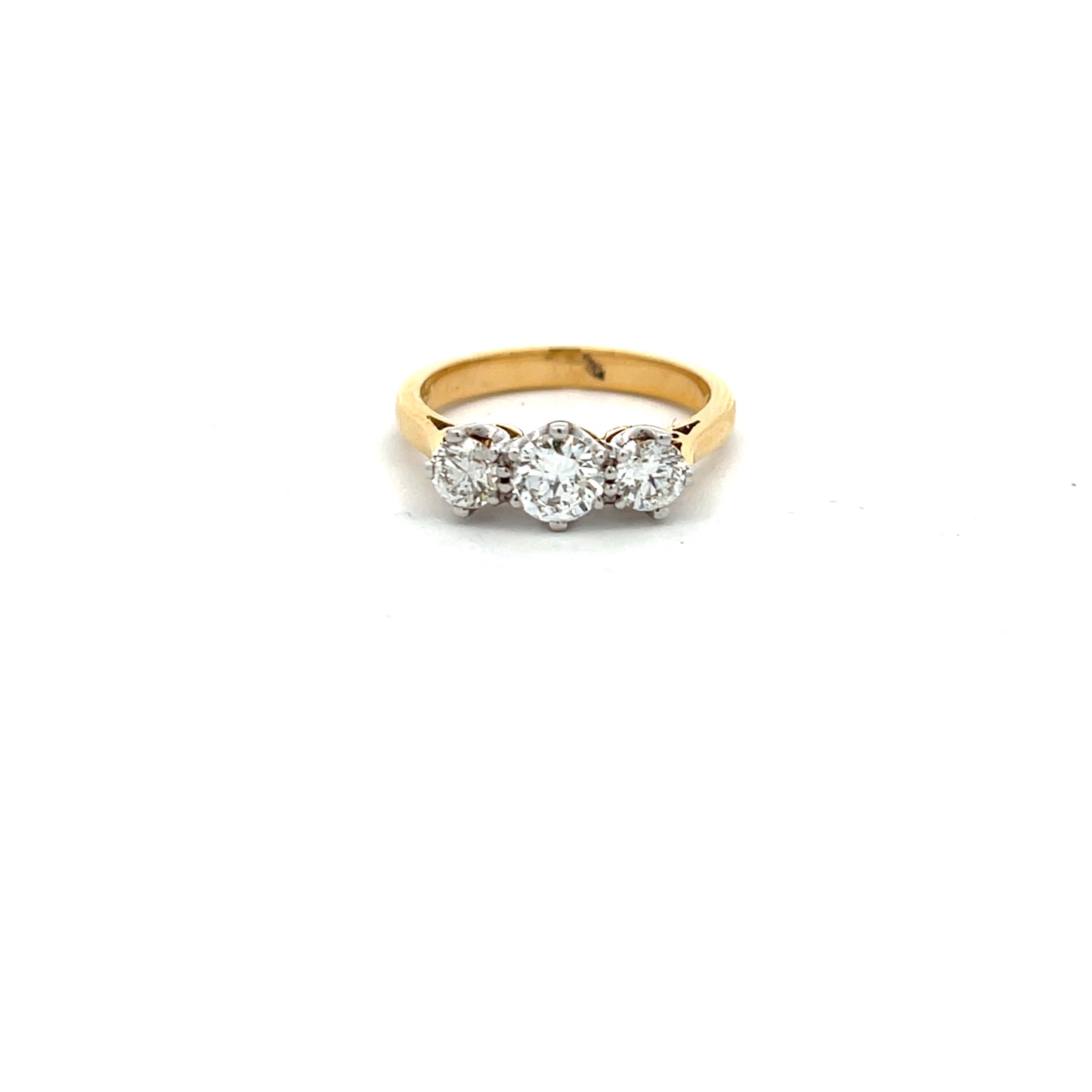 18ct Yellow Gold 1.03ct Diamond Three Brilliant Cut Diamond Ring Size N