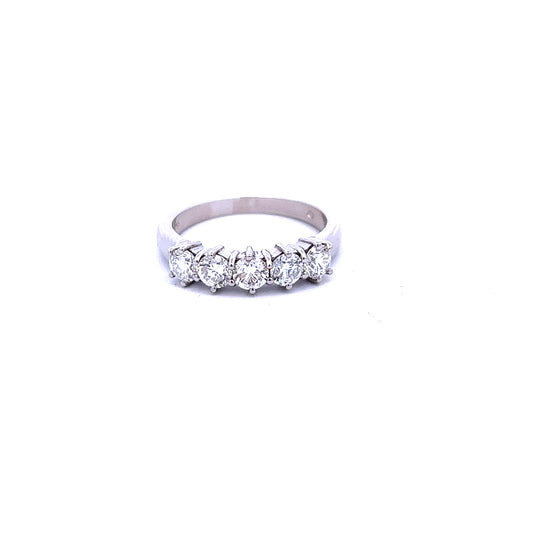 Platinum 1.04ct Five Brilliant Cut Diamond Ring Size N