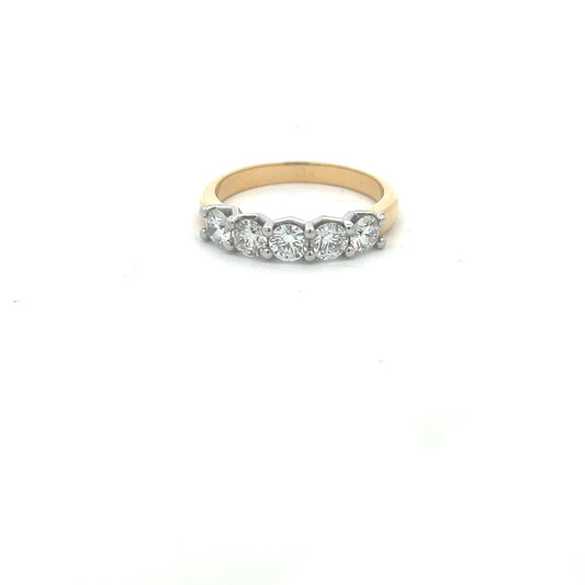 18ct Yellow Gold Five Stone 1.01ct Diamond Ring Size N