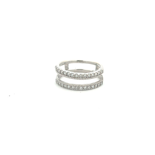 18ct White Gold 0.44ct Diamond Double Slot Ring Size M