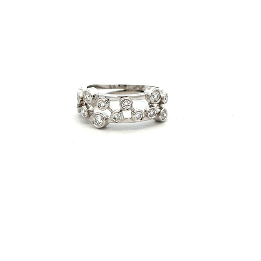 18ct White Gold 0.70ct Diamond Bubble Style Ring Size P