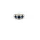Platinum Sapphire And Diamond Triple Cluster Ring Size N