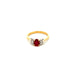 18ct Yellow Gold Ruby and Diamond Three Stone Ring Size N