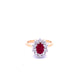 18ct Yellow Gold Emerald Cut Ruby and Diamond Cluster Ring
