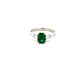 Platinum 1.07ct Emerald and Pear Cut Diamond Three Stone Ring Size M