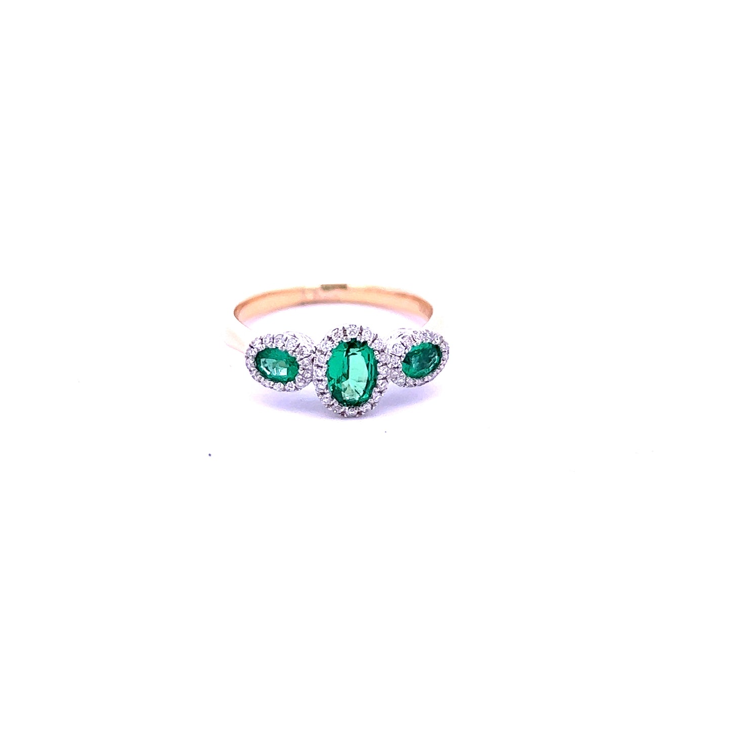 18ct Yellow Gold Emerald and Diamond Ring Size M