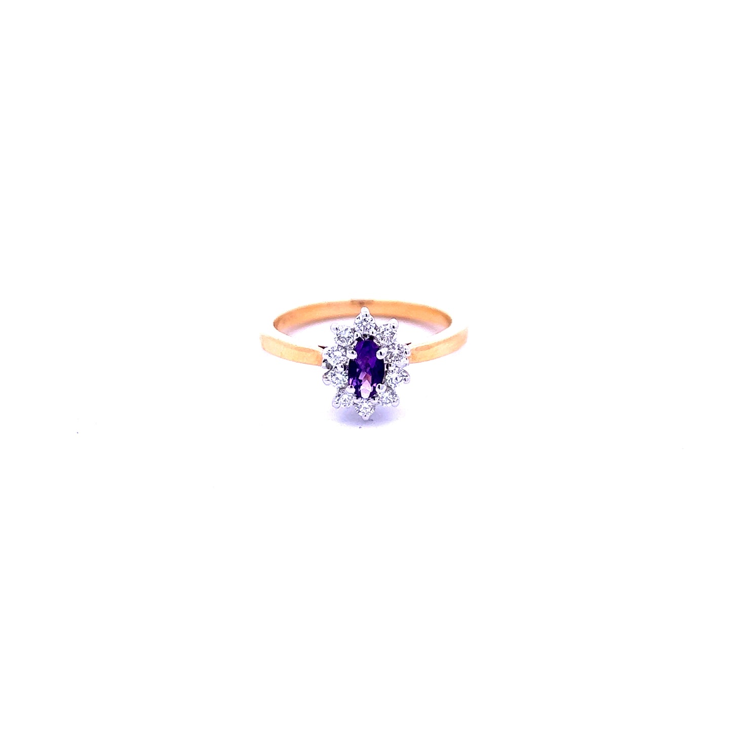 18ct Yellow Gold Amethyst and Diamond Ring