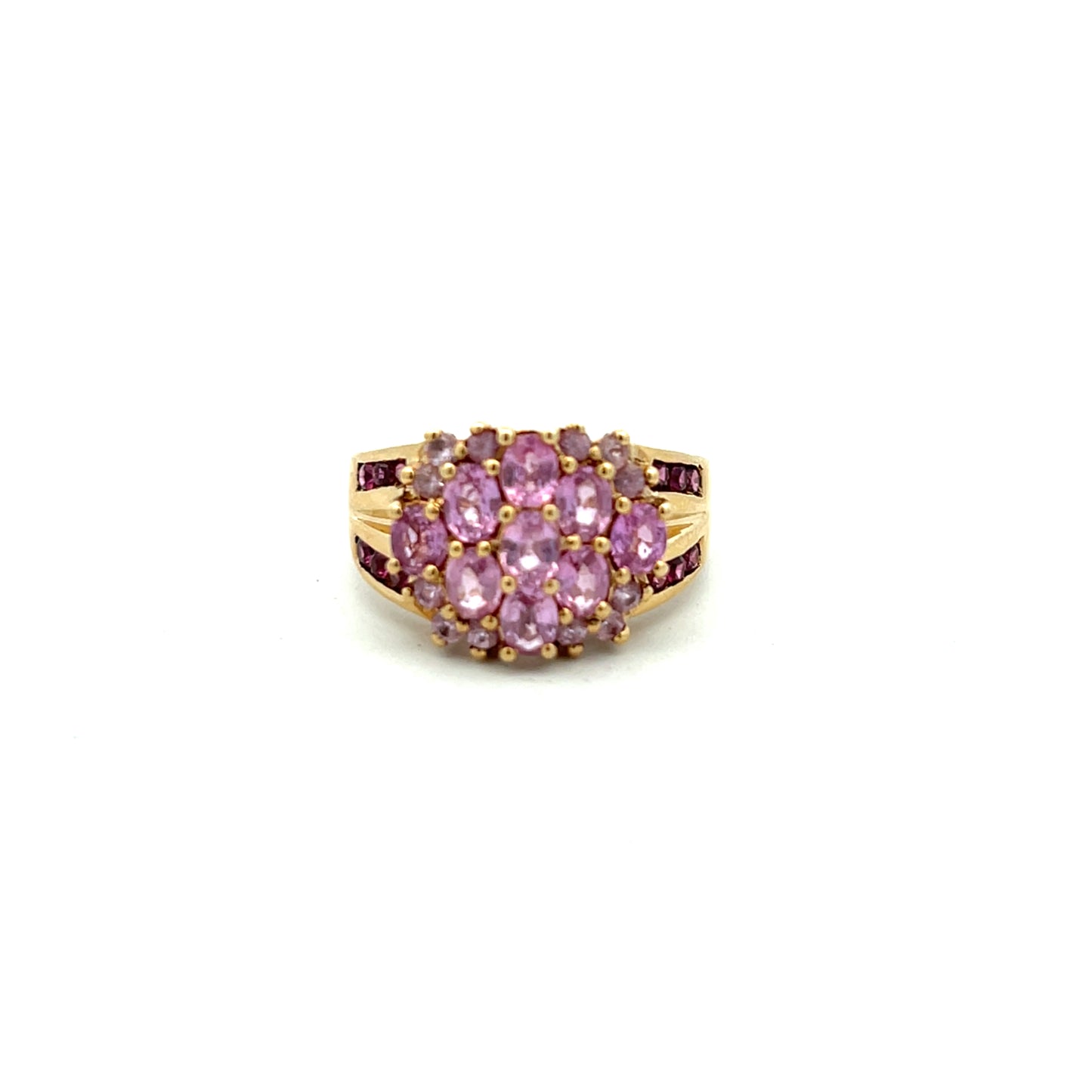 Pre-Owned 9ct Gold Pink Sapphire and Pink Tourmaline Ring Size P