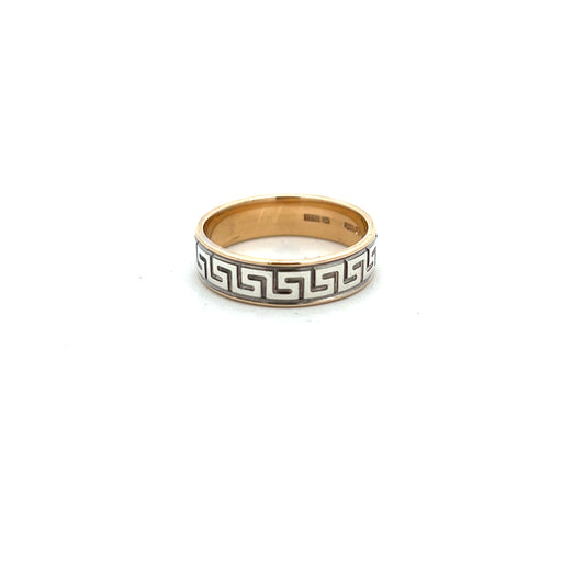 Pre-Owned 9ct Gold Greek Key Design Ring Size M