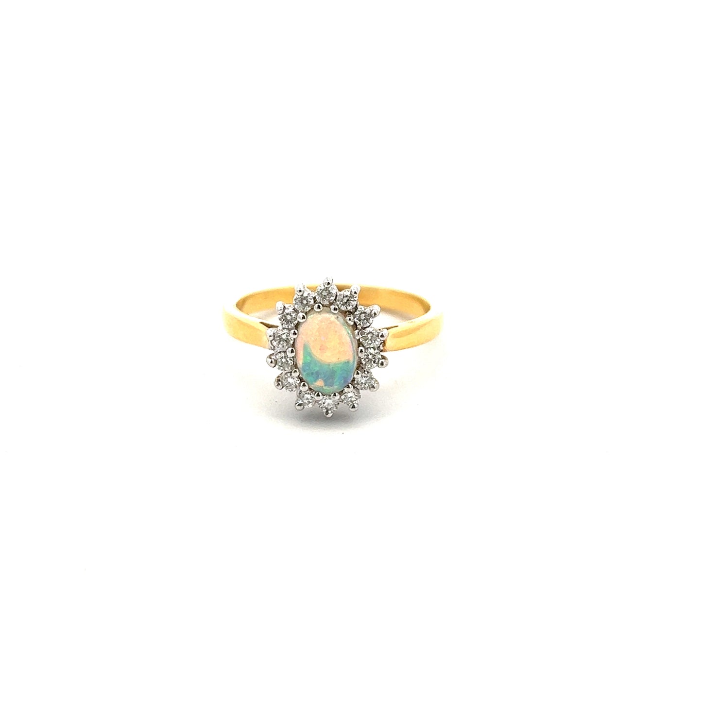 18ct Yellow Gold Emerald and Diamond Ring Size M