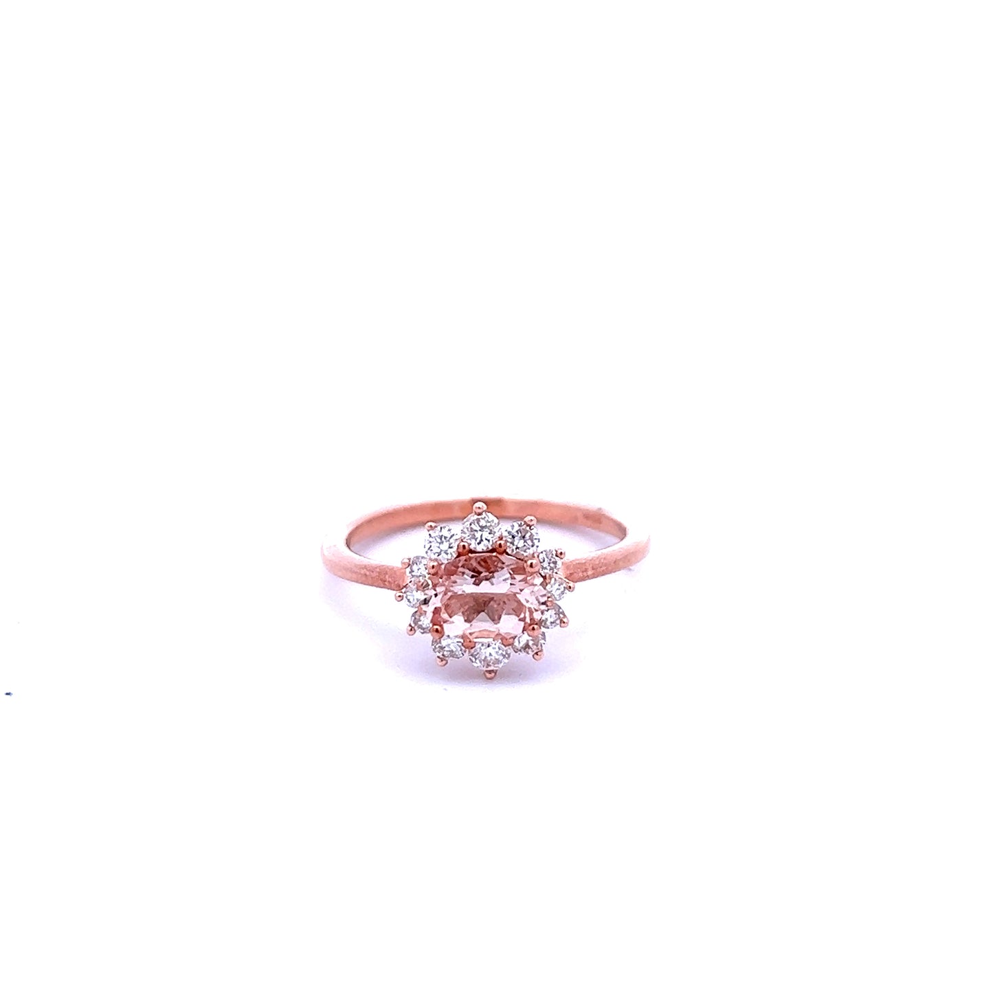 9ct Rose Gold Morganite and Diamond Ring