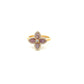18ct Yellow Gold Pink Mother of Pearl and Diamond Four Petal Ring Size M