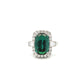 Platinum Green Tourmaline and Diamond Cluster Ring Size O