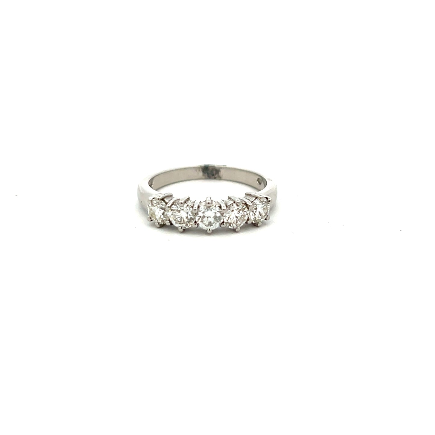 Platinum Five Stone 1.04ct Diamond Half Hoop Ring Size N