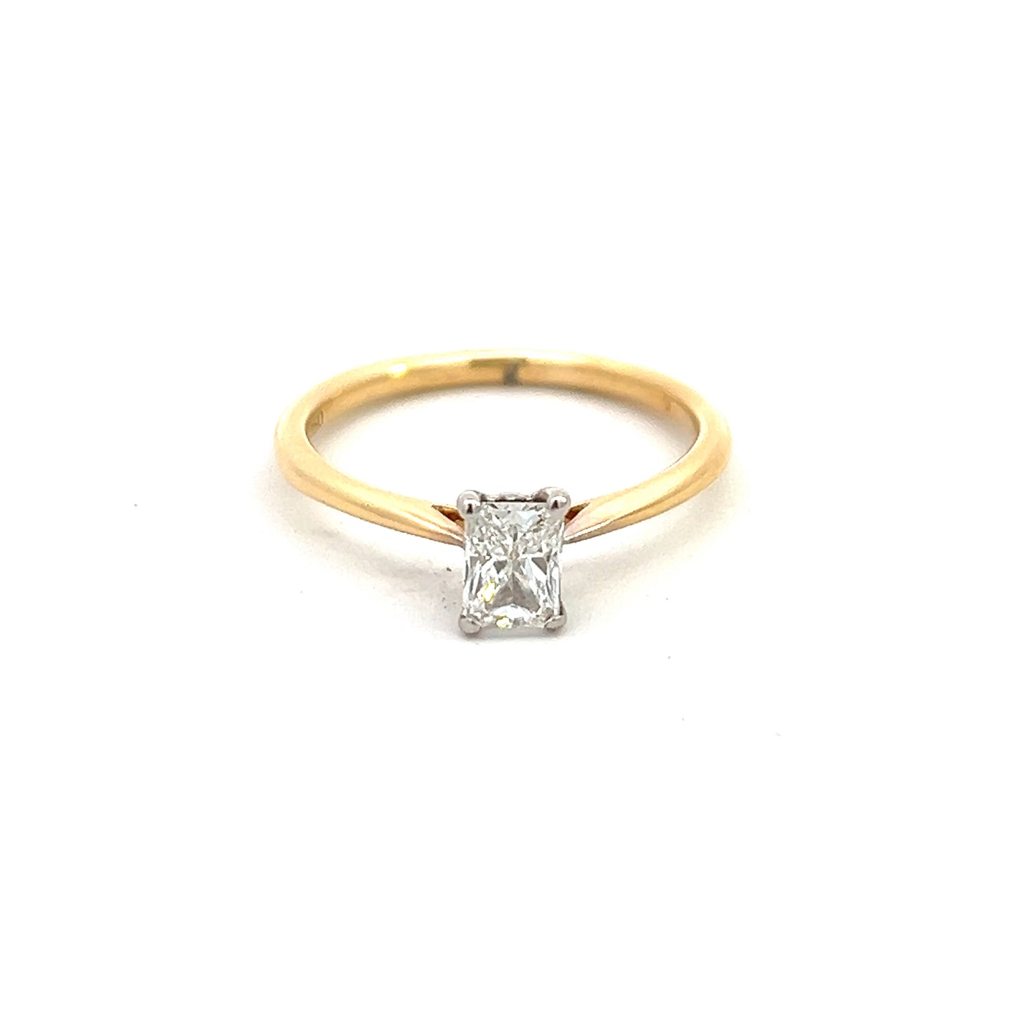 18ct Yellow Gold 0.51ct Radiant Cut Diamond Ring Size M