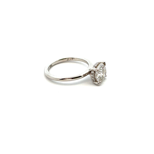 Platinum Laboratory Grown Diamond 2.01ct Brilliant Cut with Laboratory Grown Diamonds Underneath Ring Size M