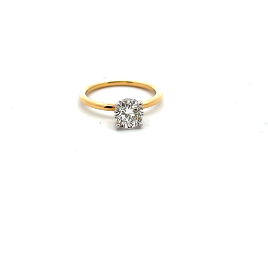 18ct Yellow Gold Laboratory Grown Diamond 1.05ct Brilliant Cut with Laboratory Grown Diamonds Underneath Ring Size M