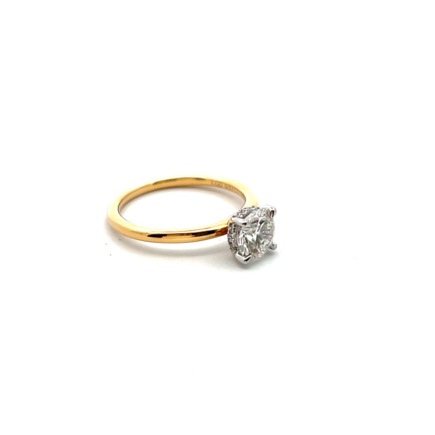 18ct Yellow Gold Laboratory Grown Diamond 1.05ct Brilliant Cut with Laboratory Grown Diamonds Underneath Ring Size M