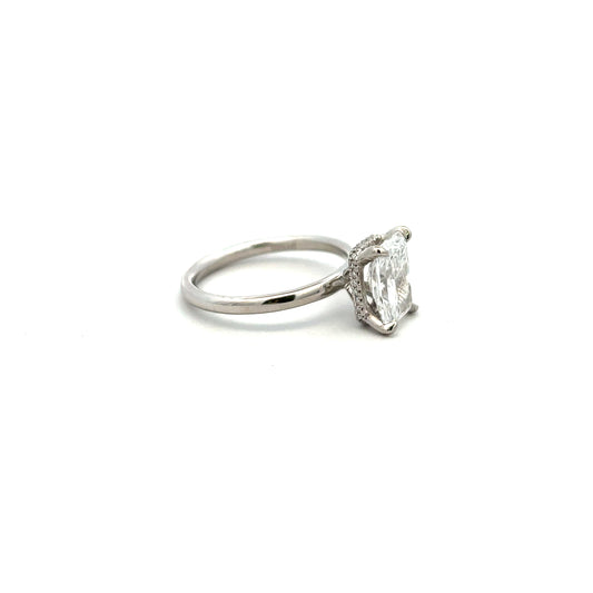 Platinum Laboratory Grown Diamond Princess Cut Ring with Hidden Halo Size M