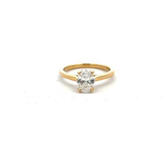 18ct Yellow Gold Laboratory Grown Diamond 1.03ct Oval Cut Ring Size M