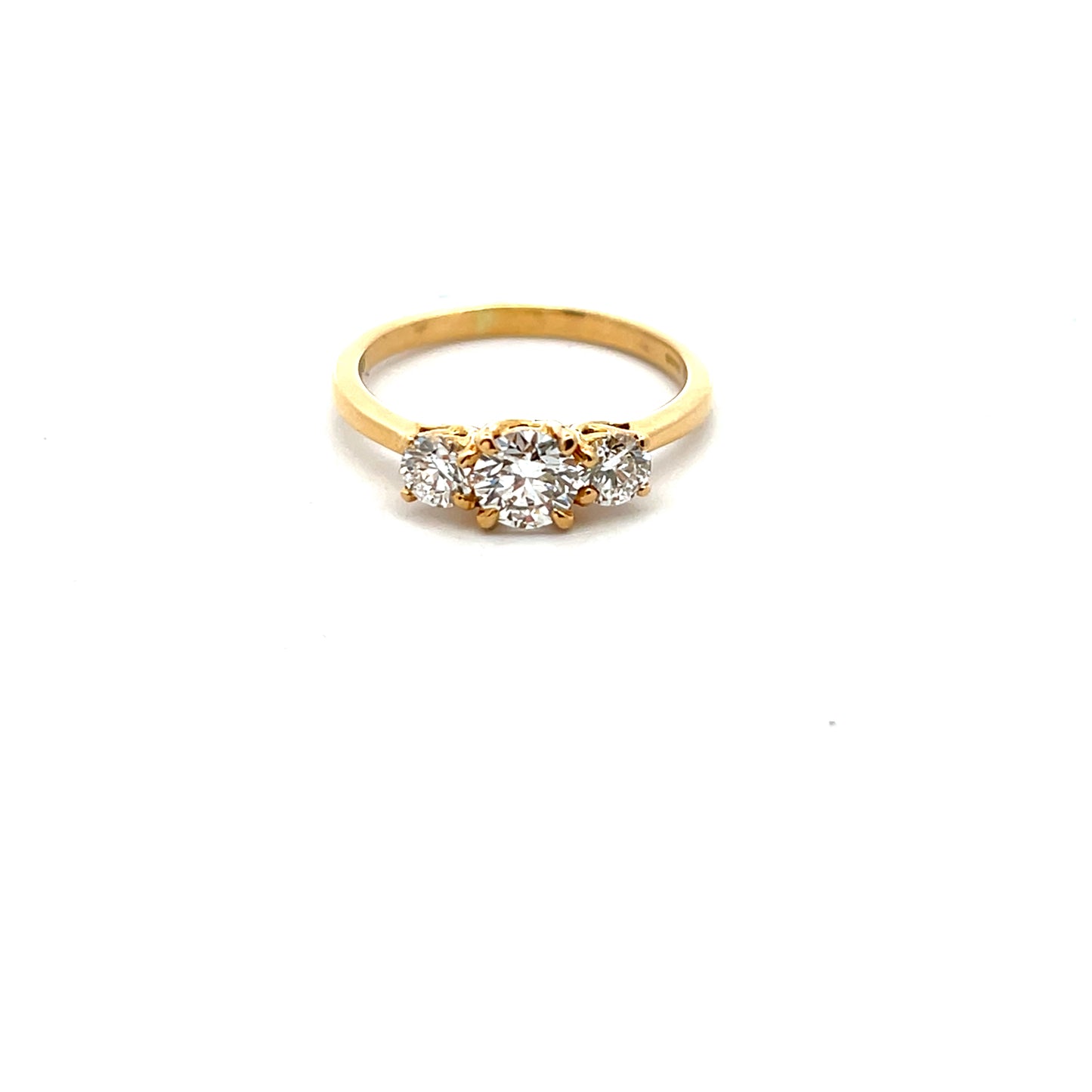 18ct Yellow Gold Laboratory Grown Diamond Three Strong Brilliant Cut Diamond Ring Size P