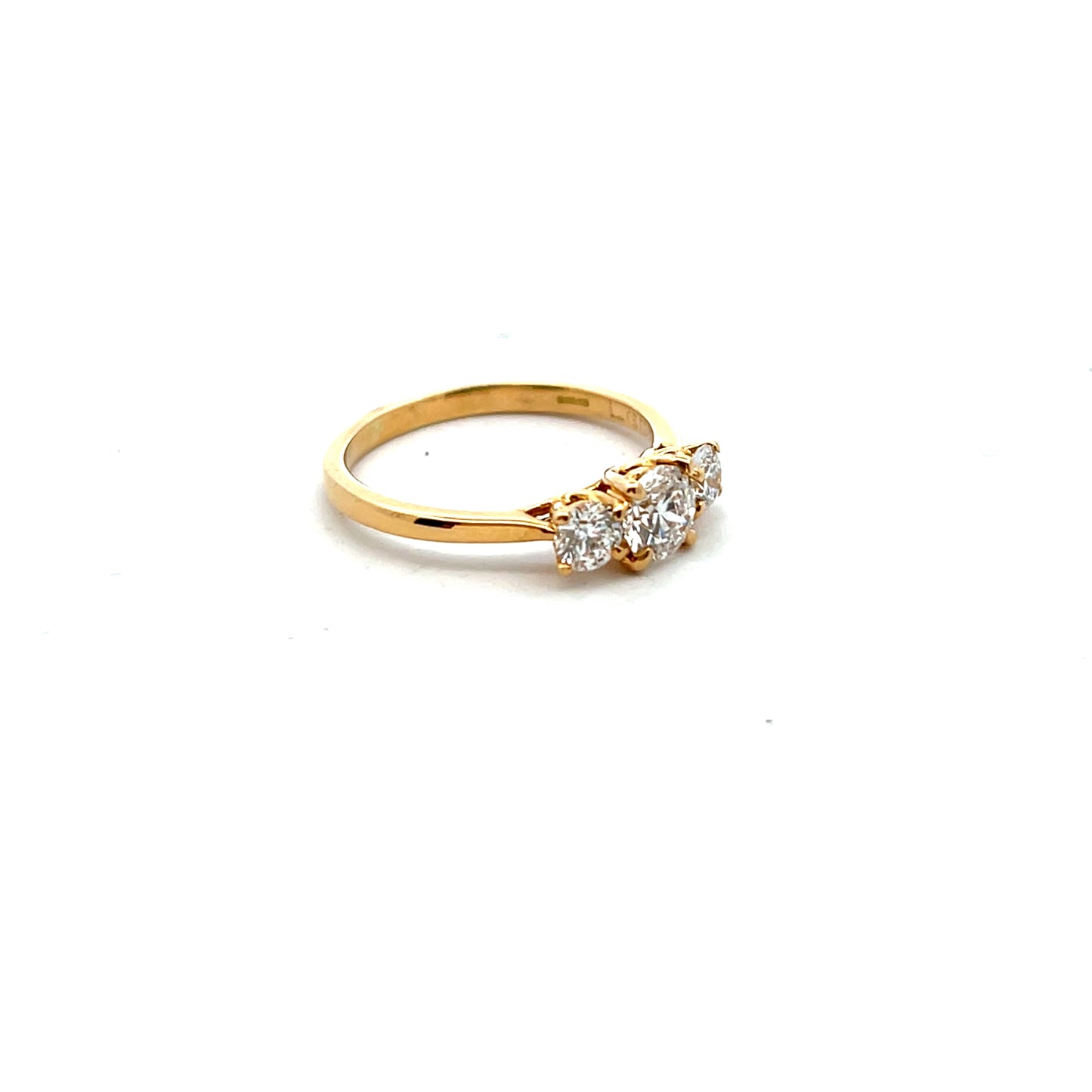 18ct Yellow Gold Laboratory Grown Diamond Three Strong Brilliant Cut Diamond Ring Size P