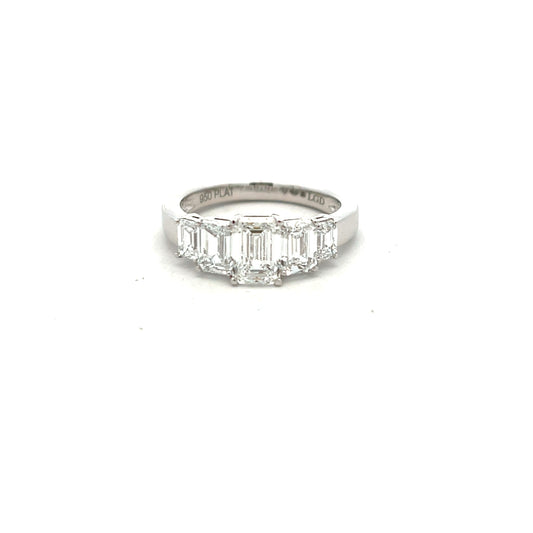 Platinum Laboratory Grown Diamond 5 Stone Graduated Emerald Cut Ring Size M