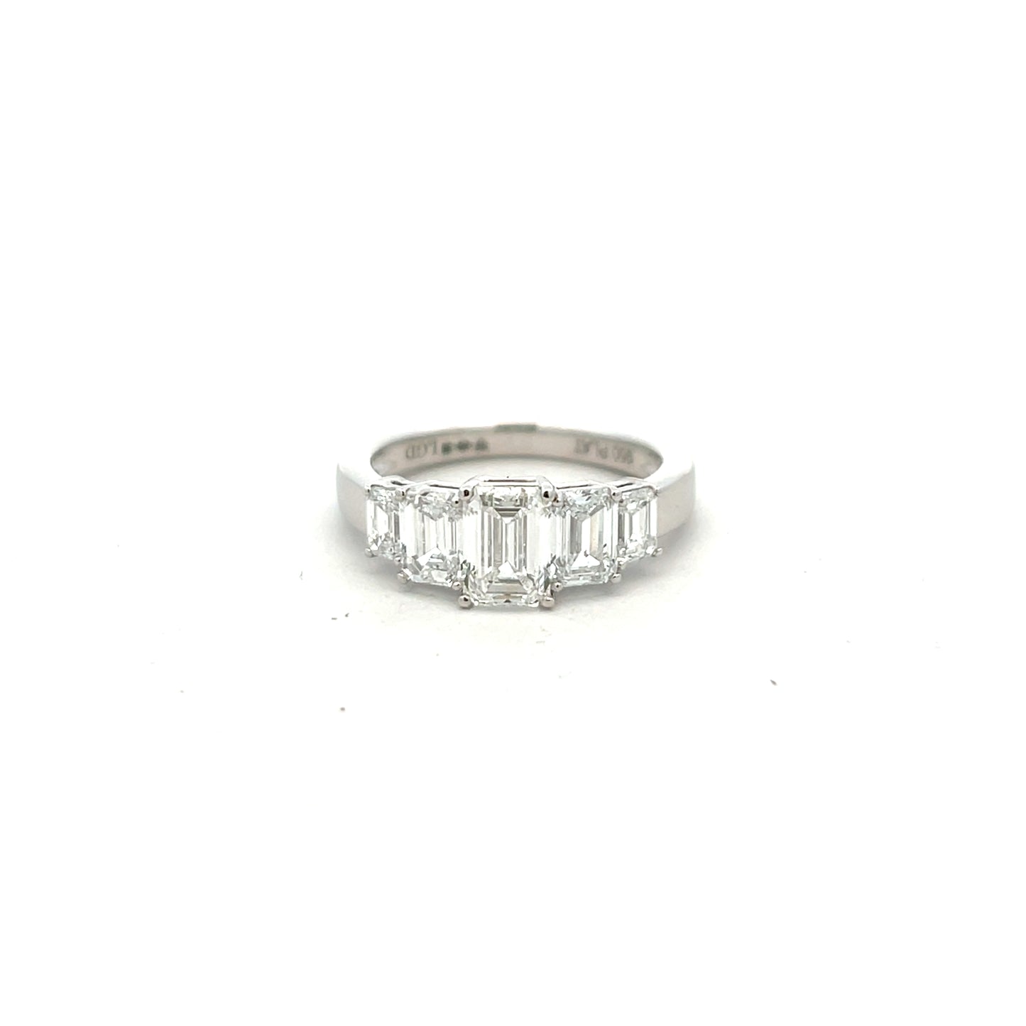 Platinum Laboratory Grown Diamond 5 Stone Graduated Emerald Cut Ring Size M