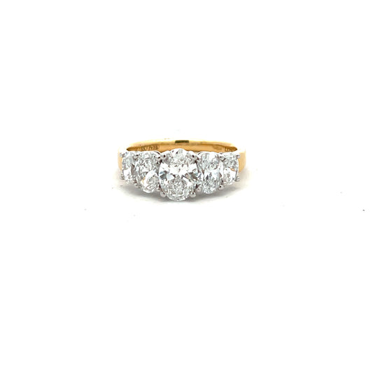 18ct Yellow Gold Laboratory Grown Diamond 5 Stone Oval Ring Size N