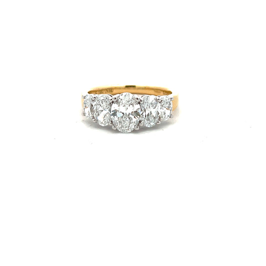 18ct Yellow Gold Laboratory Grown Diamond 5 Stone Oval Ring Size N