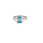 Platinum Laboratory Grown Blue Emerald Cut and Laboratory Grown Diamond Ring