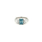 Platinum Laboratory Grown Emerald Cut Blue and White Diamond Ring