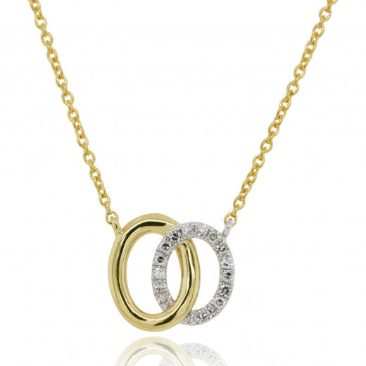 9ct Yellow & White Gold Diamond Oval Necklace