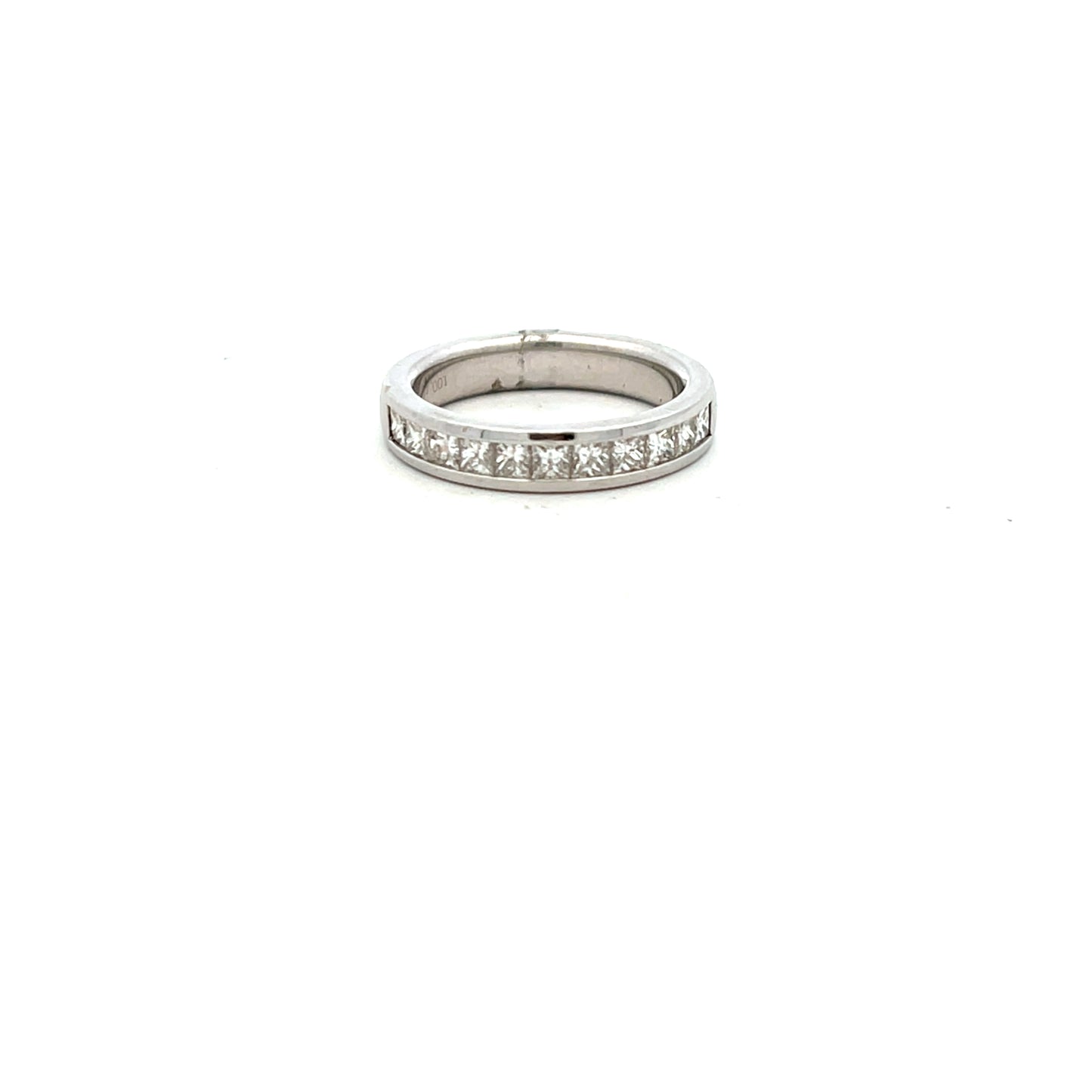 18ct White Gold 1.00ct Princess Cut Diamond Channel Set Halt Eternity Ring Size O
