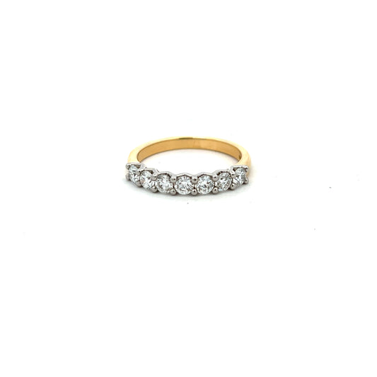 18ct Yellow Gold Seven Stone Diamond Half Eternity Ring Size M