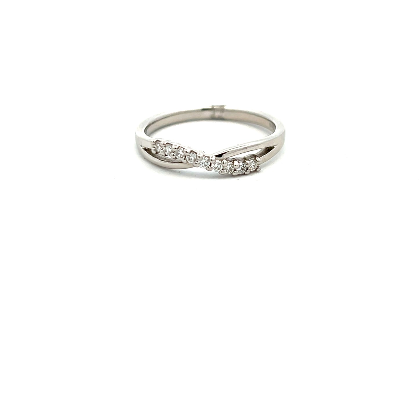 Platinum Two Crossover Diamond Ring Size N