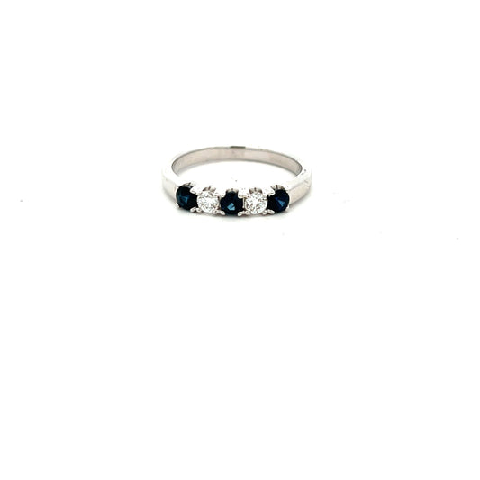 Platinum Sapphire And Diamond Five Stone Ring Size N