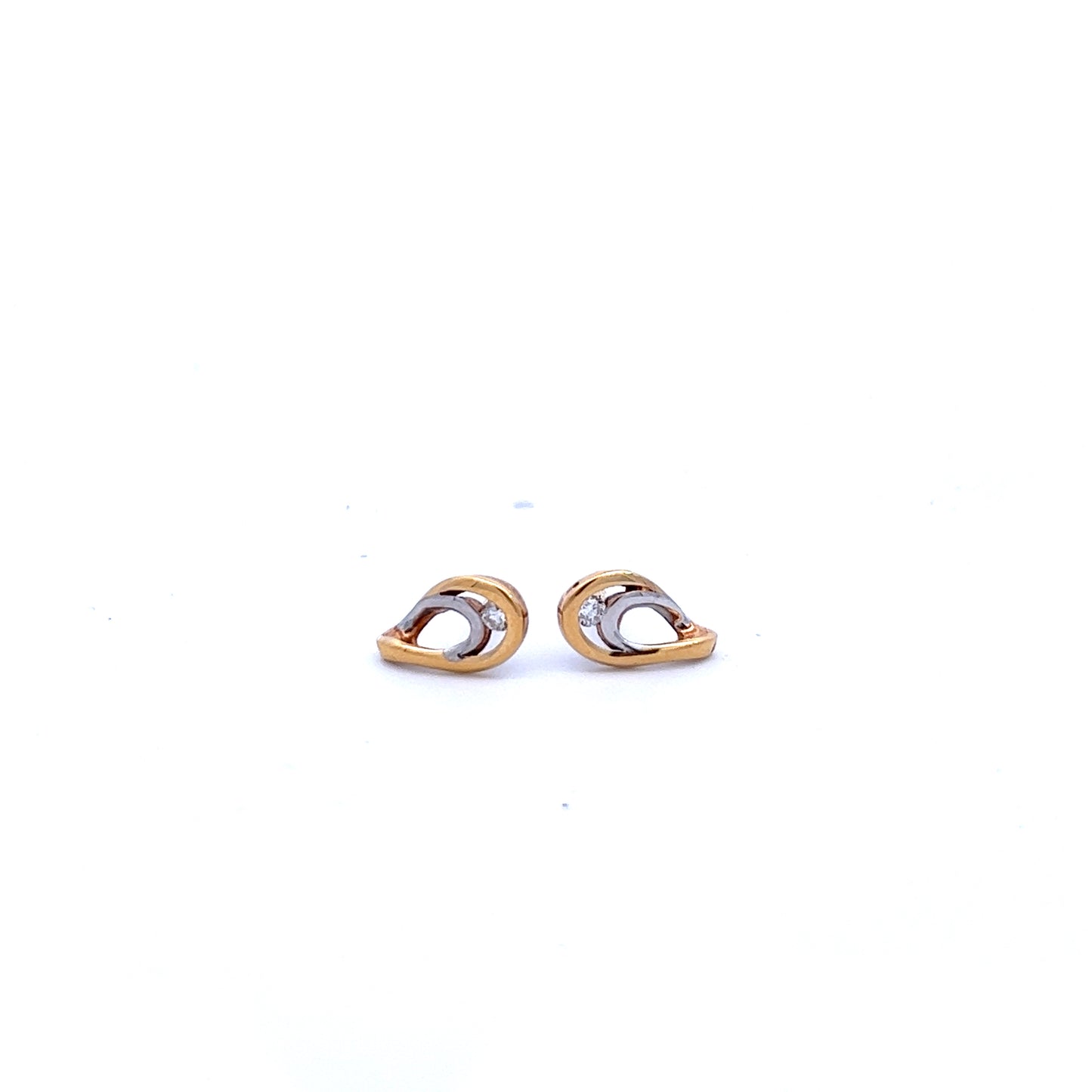 9ct Yellow and White Gold Diamond Stud Earrings