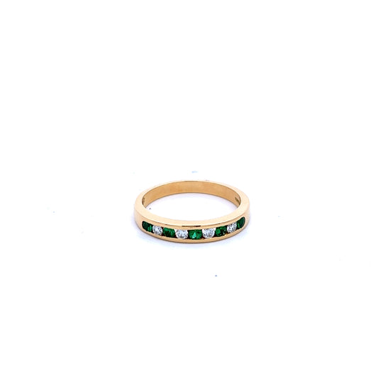 18ct Yellow Gold Emerald and Diamond Ring