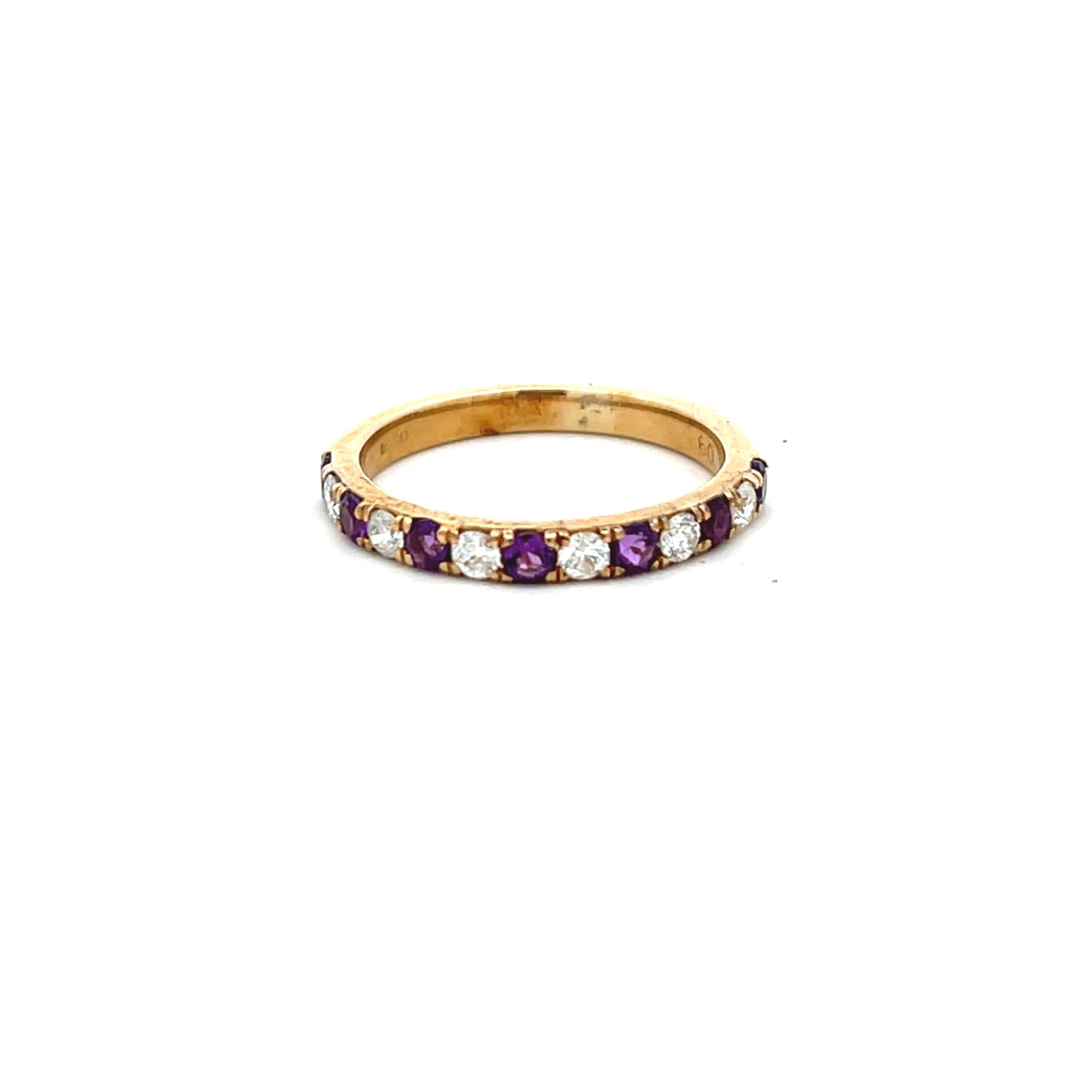 9ct Yellow Gold Amethyst and Diamond Half Eternity Ring