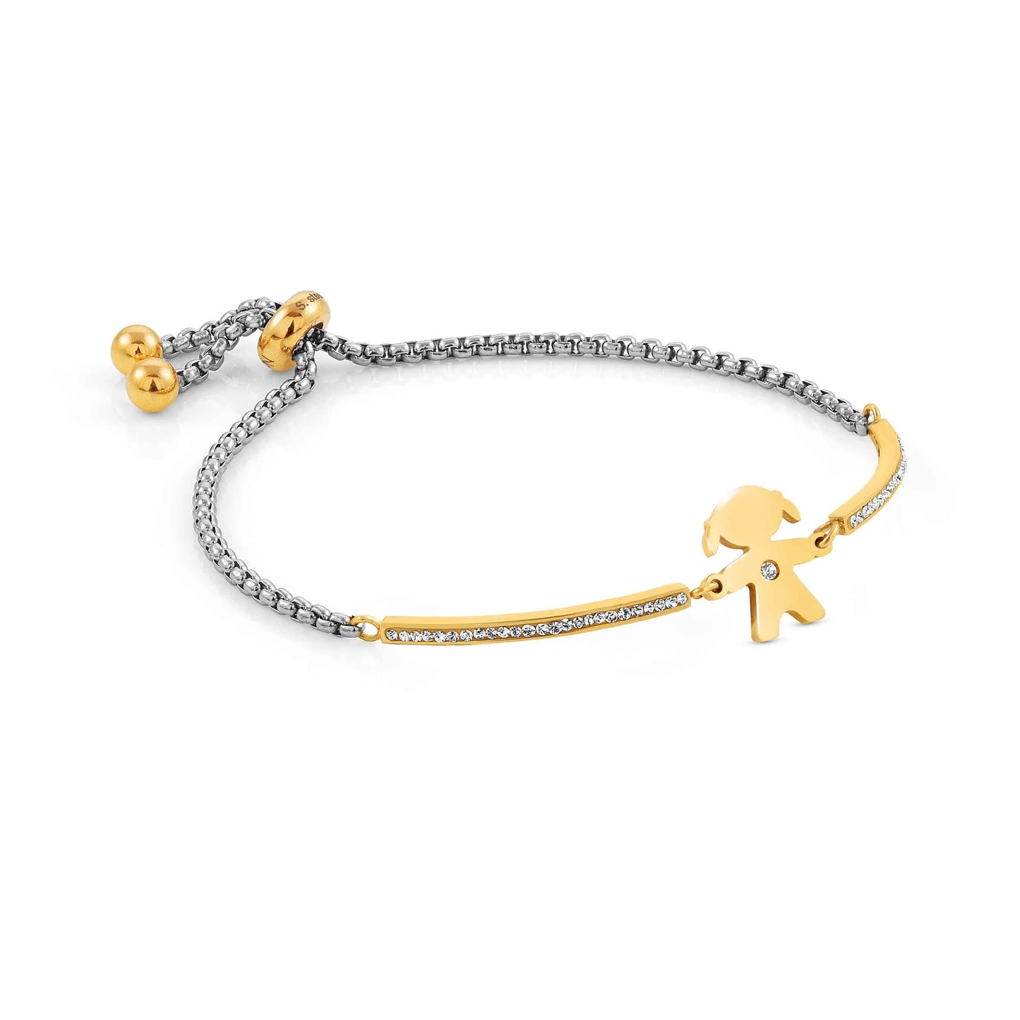 Nomination Milleluci Stainless Steel and Gold Plate Cubic Zirconia Girl Bracelet 028006/026