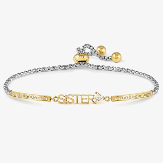 Nomination Milleluci Steel and Gold Tone Sister Cubic Zirconia Bracelet 028027/008