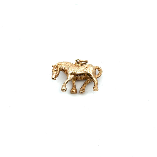 Pre-Owned 9ct Yellow Gold Solid Horse Charm